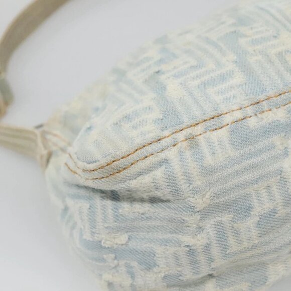 FENDI Zucca Canvas Shoulder Bag Denim Light Blue Gold Auth 140817 - Picture 4 of 16